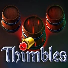 Thimbles online game logo by Evoplay on casinovacasino.eu