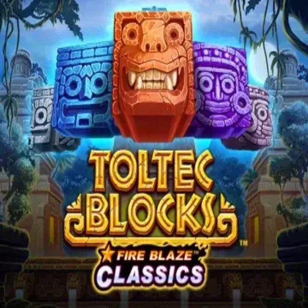 Fire Blaze: Toltec Blocks by Rarestone Gaming, showcased at casinovacasino.eu – game logo